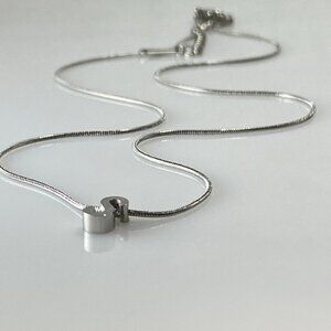 Silver Letter Initial Stainless Steel Snake Chain Necklace